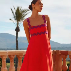 Robe longue décontractée d'été 2026 pour femme en lin et coton doux, broderie ukrainienne, style bohème, idéale pour les vacances - Product Image 1