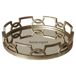 Bandeja de metal de Decoración de mesa bandeja en relieve chapado de latón decorativo de estilo vintage - Product Image 5