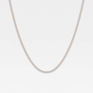 18K Gold <b>Necklace</b> with Round Cut Moissanite Diamond Fashionable Four Prong Tennis Design - Product Image 5