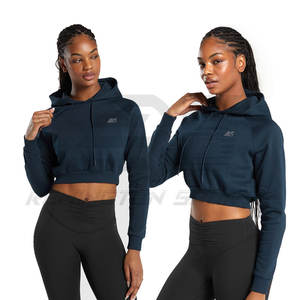 Venta al por mayor personalizada en blanco crop top Fitness Yoga Gimnasio Ropa Mujeres Crop Top Sudadera con capucha - Product Image 1