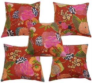 Colorful Hand Embroidered Living Room Cotton Pillow Cushion <b>Covers</b> for Home Decor <b>Sofa</b> <b>Bed</b> Wholesale Indian Decorative - Product Image 1