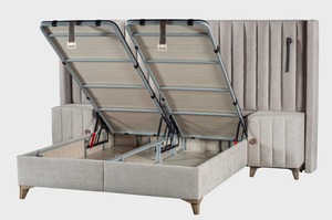 Beaux ensembles de chambre à coucher en bois lit avec base et tête de lit pour bureau à domicile hôtel ou appartement villa meubles pour chambre - Product Image 2