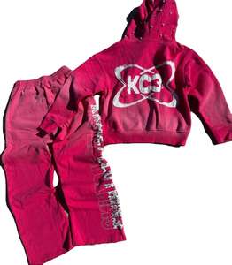 Ventes en gros de survêtements de qualité supérieure, personnalisés, délavés à l'acide, effet délavé, streetwear d'hiver, appliqué, broderie, pantalon de survêtement évasé pour hommes - Product Image 4