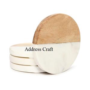 Dessous de verre personnalisés en bois et marbre Cadeaux de mariage Ensemble de sous-verres ronds personnalisés Pendaison de crémaillère Nouveau style Décor de table Dessous de verre pour boissons - Product Image 4