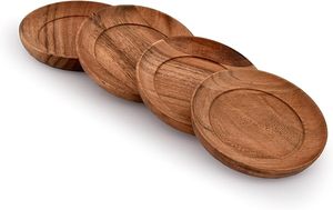 ที่รองแก้วไม้ธรรมชาติสไตล์คลาสสิกชุดที่รองแก้วไม้อะคาเซียพร้อมที่ป้องกันโต๊ะสำหรับเครื่องดื่มสำหรับคริสต์มาสมาถึง - Product Image 3