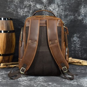 Mochila para portátil de cuero genuino de 15,6 pulgadas de estilo personalizado, bolsa de lona personalizada para el mejor hombre, mochila de fin de semana para acampar, regalo - Product Image 3