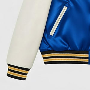 Chaqueta Bomber Varsity de Cuero con Parches y Logotipo Personalizado de Diseñador OEM de Alta Calidad para Hombre - Product Image 3