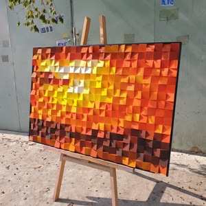 Panneau décoratif mural en bois 3D Art Déco fait main, personnalisable, rectangle vert, diffuseur acoustique, décoration murale suspendue pour anniversaire, art fixe - Product Image 1