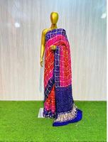 Sari AISHA BANDHEJ de Seda Pura con Diseño Bandhani, Elegancia Tradicional, Ideal para Bodas y Fiestas, Mejor Precio, Exportador de Rajasthan