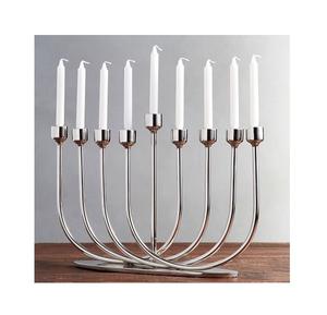Top vente juif décoratif métal nickelé Menorah candélabre rétro grand bougeoir pour la décoration de la maison fabricant - Product Image 1