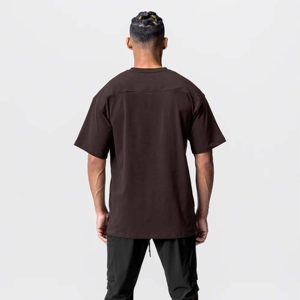 Elegantes camisetas personalizadas de gran tamaño con hombros caídos para hombre, 100 por ciento de algodón, transpirable, de punto, cuello redondo, suave - Product Image 4
