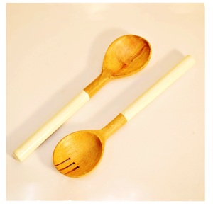 Handmade Unique Wooden Salad Tools Set of 2 Kitcheware <b>Items</b> Premium Wooden Utensils for Your Kitchen - Product Image 4