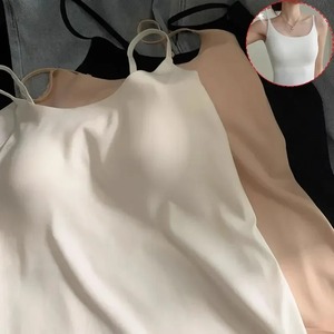 Pure Desire Sexy Cotton Camisole Tank Top for Girls Slimming Summer Outerwear Inner Wear with Chest <b>Pad</b> Strap Vest Women - Product Image 2
