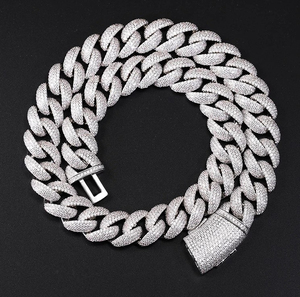 Cadena de diamantes de moissanita VVS Iced Out de Plata de Ley 925, cadena de diamantes de eslabones cubanos chapada en oro blanco de 14kt para mujer - Product Image 2