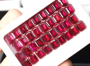 Lab Ruby Octagon Gemstone 11X9mm 12X10mm 14X10mm Piedra preciosa suelta para la fabricación de joyas Lab Created Lab Ruby Deep Red - Product Image 6