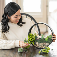 Terrarium en verre cercle noir moderne pour plantes d'intérieur décor de table suspendu ou debout présentoir succulent décor à la maison élégant