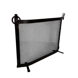 Écran de cheminée autoportant à panneau unique, avec cadre rond en fer forgé et grille de protection en treillis métallique, pare-étincelles - Product Image 5