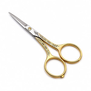Tijeras para Cejas de Acero Inoxidable con Mango de Cerámica Dorado, Hoja Recta Afilada, Herramienta de Belleza y Cuidado Personal, No Plegables, para Diestros - Product Image 3