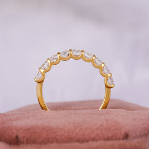 Personnalisable argent plaqué or laboratoire cultivé diamant coussin coupe demi éternité alliance Style tendance bijoux de fiançailles - Product Image 6