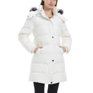 Veste Parka rembourrée en coton épais de marque Duck pour femmes, grande taille, col en fausse fourrure à capuche, fermeture à glissière, vêtements de rue d'hiver, logo - Product Image 3