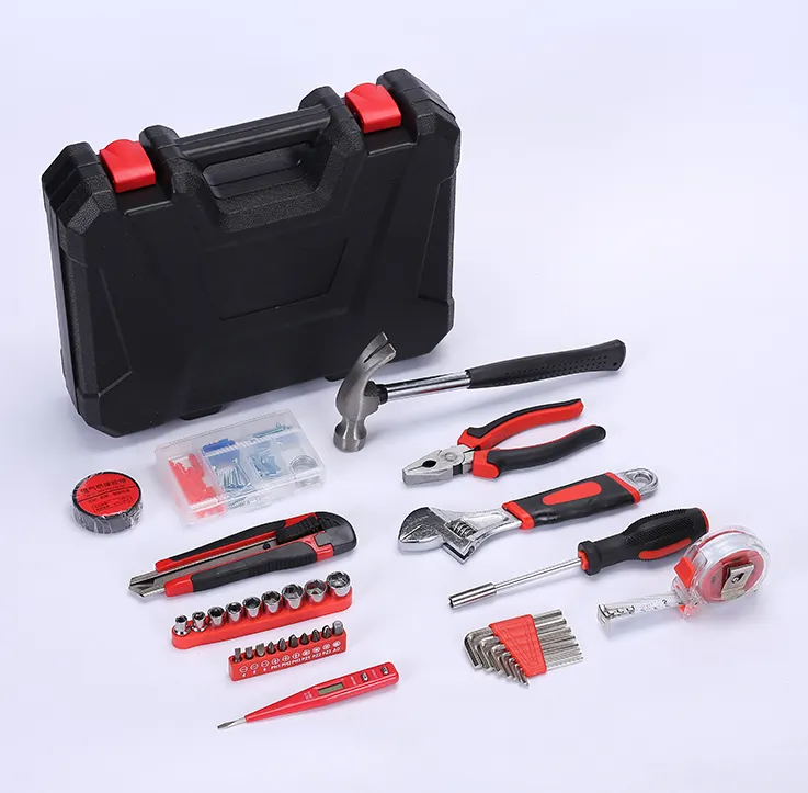 Promotional 37-Piece Force General Household Hand Tool Set Carpentry Tool Kit in Plastic Toolbox with Case/Box Packaging