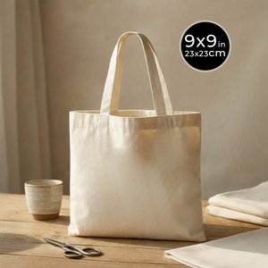 Full Lightweight 9x9 Inch Natural Cotton Tote Bag Most Selling Tote Bags Blank Pattern Gift Bag Made of Premium Cotton <b>Canvas</b> - Product Image 1