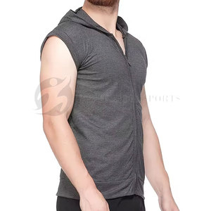 Nueva llegada mezclado de algodón sin mangas gimnasio sudaderas con capucha parches personalizados gran oferta último estilo hombres sin mangas gimnasio sudaderas con capucha - Product Image 2