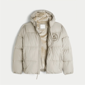 Veste matelassée en denim de haute qualité pour homme, style vintage, col à capuche, logo brodé sur le devant, motif uni, fermeture éclair d'hiver - Product Image 4