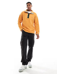 Logo personnalisé 100% coton Sherpa polaire écologique Applique hommes hiver pull à capuche demi-fermeture éclair bouton thermique brodé - Product Image 2