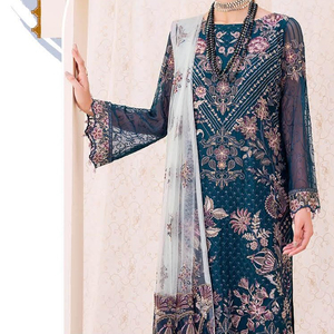 <b>Women</b> Traditional Shalwar Kameez Suit Detailed <b>Kurta</b> Loose Bottom Printed Dupatta Cotton Silk Quick Dry <b>for</b> Cultural Occasions - Product Image 4