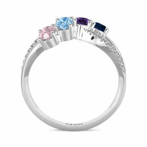 Bague de Famille Personnalisée Jeulia avec Pierre de Naissance - Bague Torsadée à Quatre Pierres Ovales Plaqué Or Rose, Cadeau Romantique pour Anniversaire - Product Image 3