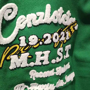 Veste universitaire personnalisée pour hommes, col montant, manches en cuir brodé de chenille de haute qualité, conception Letterman de baseball pour l'hiver - Product Image 4