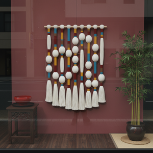 Meilleure vente : Rideau de séparation en coton tissé style scandinave, décoration d'ambiance, grand rideau à franges longues, art, intimité, EH2601007 - Product Image 2
