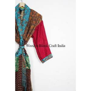 Elegante Kimono Japonés Vintage de Seda con Parches para Mujer, Ropa de Dormir y Batas para Fiestas en la Playa, para la Temporada de Verano y Primavera - Product Image 3