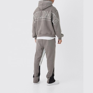 Chándal con capucha y pantalones de chándal apilados acampanados lavados con ácido desgastado personalizado con pantalones acampanados para invierno - Product Image 5