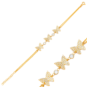 Bracelet à breloques en pierre de Zircon clair avec motif Animal, fait à la main turc, vente en gros, bijoux en argent Sterling 925 - Product Image 1
