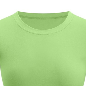 Camiseta Corta Verde para Mujer, Cuello Redondo, Manga Corta, Corte Ajustado, Tejido de Punto, Color Sólido, Trackstar OEM, Marca Privada TSI-G05-P0241 - Product Image 5