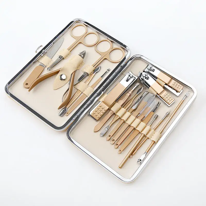Best Price Easy to Carry Manicure Set Black & Gold Pedicure Tools Kit Women Grooming Kit