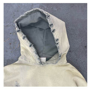 Sudadera con Capucha de Moda Invernal para Hombre, 100% Algodón, Lavado Desteñido, Estilo Urbano, con Bordado y Detalles Decorativos de Pedrería - Product Image 5