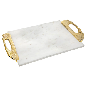Bandeja de mármol para servir Mango de latón de calidad superior Excelente diseño Bandeja para servir postres y tazas de café - Product Image 1