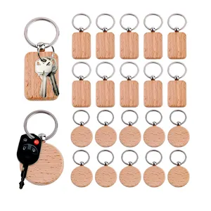 Blank DIY Natural Wood Slices-Wooden Keychain Blanks Wood Rounds for Lase Engraving Ornaments