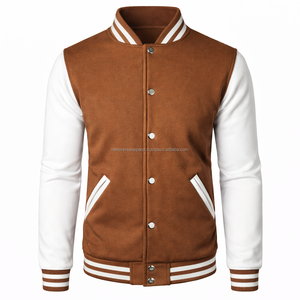 Blouson Bomber Homme Brodé Doublure Matelassée Chaude Patch Chenille Logo Personnalisé Col Montant Laine Vente en Gros - Product Image 4