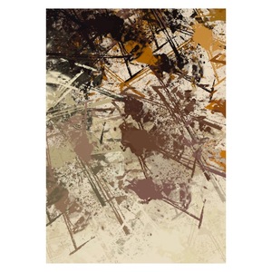 Tapis de salon antidérapant en chenille beige et marron, imprimé numériquement, style abstrait contemporain, lavable en machine - Vente en gros RUGS DEPOT LXDP-0687 - Product Image 1
