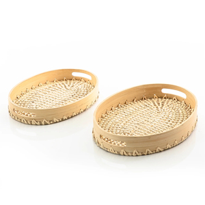 Premium Artisan Rattan <b>Tray</b> With Sleek Contemporary Pattern Ideal For Serving Drinks <b>Snacks</b> Coffee Table Decor - Product Image 2