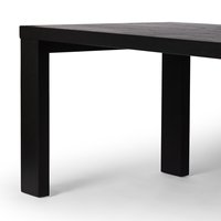 Table à manger rectangulaire en bois de manguier massif de 2 pouces d'épaisseur, finition sablée noire, design moderne et luxueux, nouvelle conception pour la maison, la cuisine, le restaurant