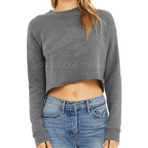 เสื้อครอปผ้าฝ้าย100% แขนยาวแห้งเร็วและเป็นมิตรต่อสิ่งแวดล้อมสำหรับผู้หญิง - Product Image 1