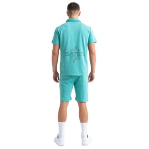 Ensemble décontracté deux pièces personnalisé pour homme, en coton uni, t-shirt et short, idéal pour l'entraînement estival – Vente en gros OEM - Product Image 3
