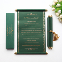 Venta caliente Green Scroll Invitación DE BODA Diseño personalizado con borla y caja de papel para bodas y eventos especiales