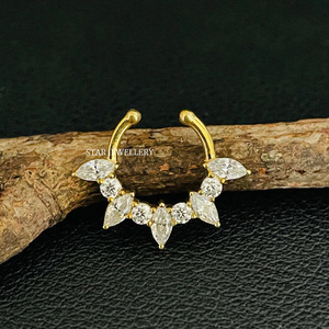 14K Solid Yellow Gold Natural Diamond Luxury Women's Daith Piercing Gift Fine Jewelry - Product Image 4