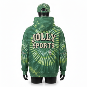 Sweat-shirt de qualité supérieure en molleton de coton lourd 350GSM, style délavé, vert multicolore, logo chenille personnalisé - Product Image 3